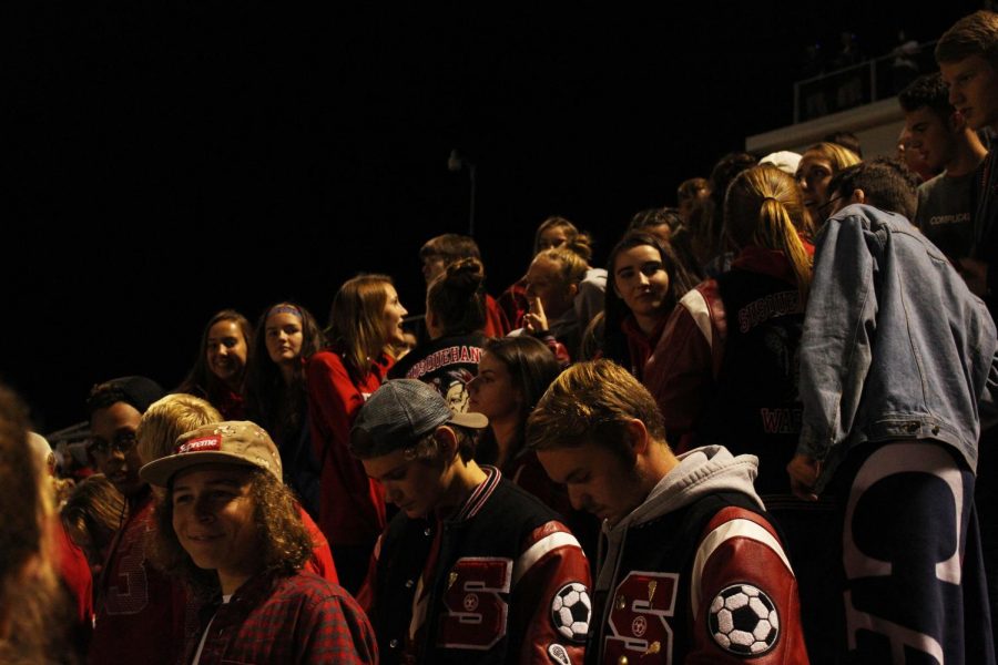The student section during the final play at the homecoming football game. 