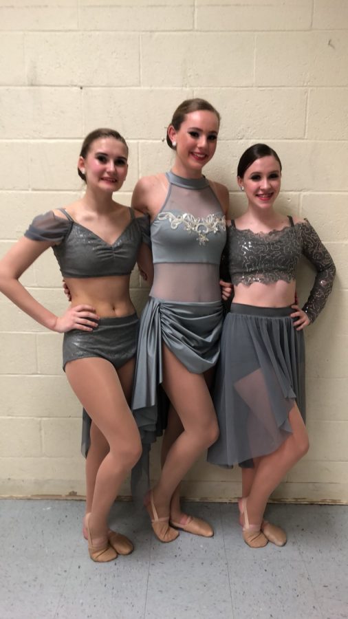 From left to right: Mock, Williams, and Kall pose before one of their group dances. Photo courtesy of: Emma Williams