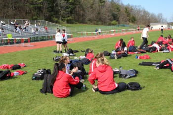  “It’s super motivating knowing that everyone kinda just gets along and cares about each other,” said senior Kate Burgess. [All photos were taken at the 4/23 track meet against West York (H)].