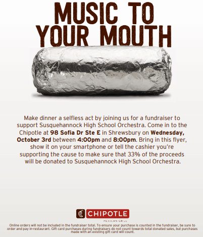 Orchestra Holds Fundraiser at Chipotle Tomorrow