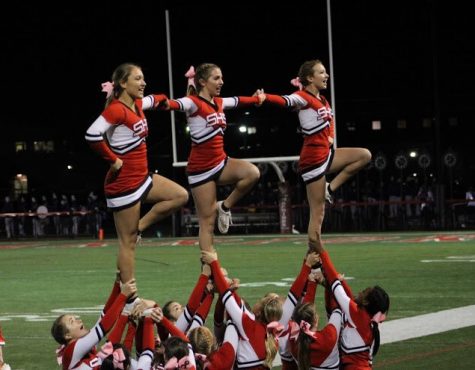 Many of the girls doing cheer have been together for many years. Photograph courtesy of Hannah Kight via Twitter.