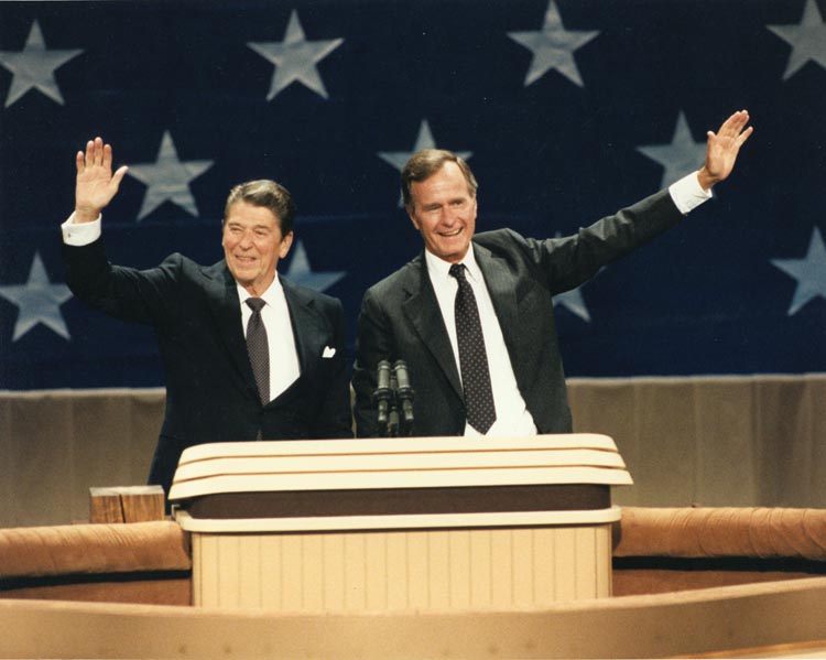 Bush alongside Reagan at the 1984 election. 
via Wikimedia Commons