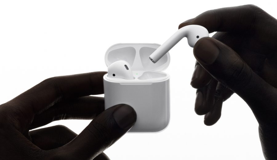The wireless earbuds fit into a self devoted charging case that features a magnetic top, magnets on bottom to secure each AirPod, and an LED light that shines green when your AirPods are on a full charge. 
