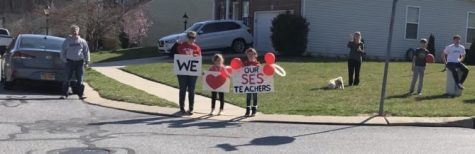 Southern Elementary Students stood at the end of neighborhoods and driveways with posters thanking teachers for putting together the teacher parade. Photograph by Mackenzie Womack