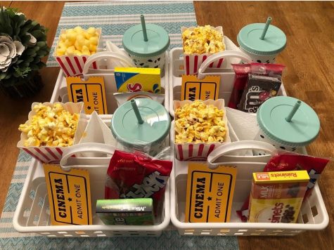 A snack tray is set up for the perfect family movie night. Photograph by Pixiedust_creations_js