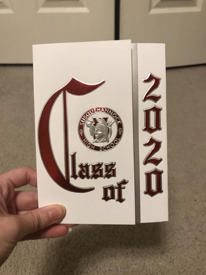 This is one of the original graduation invitations for seniors graduating in 2020.
Photograph by Gaby Cartier