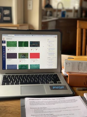 This is a computer logged on for online learning. Image by Maggie Kroeger via Google Images