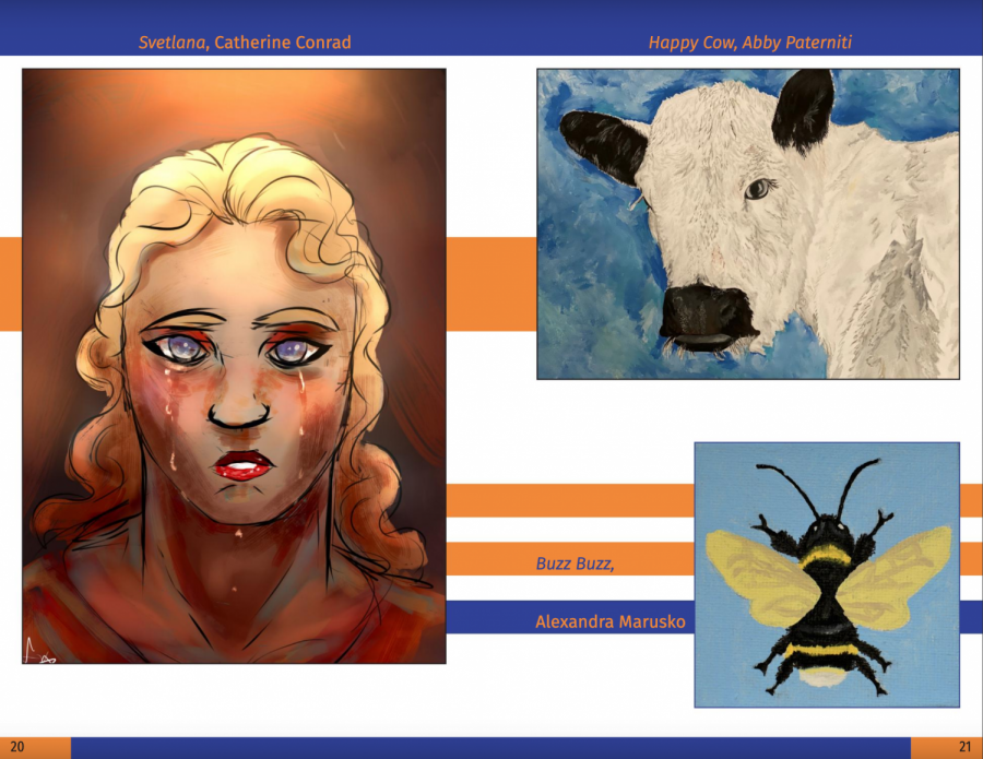Students submitted artwork to be showcased in the Literary Magazine. Screenshot via Issuu