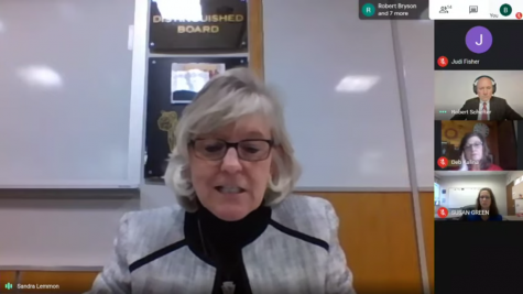 Superintendent Dr. Sandra Lemmon thanking Southern York county staff during board meeting. Screenshot by Kai Fleming.