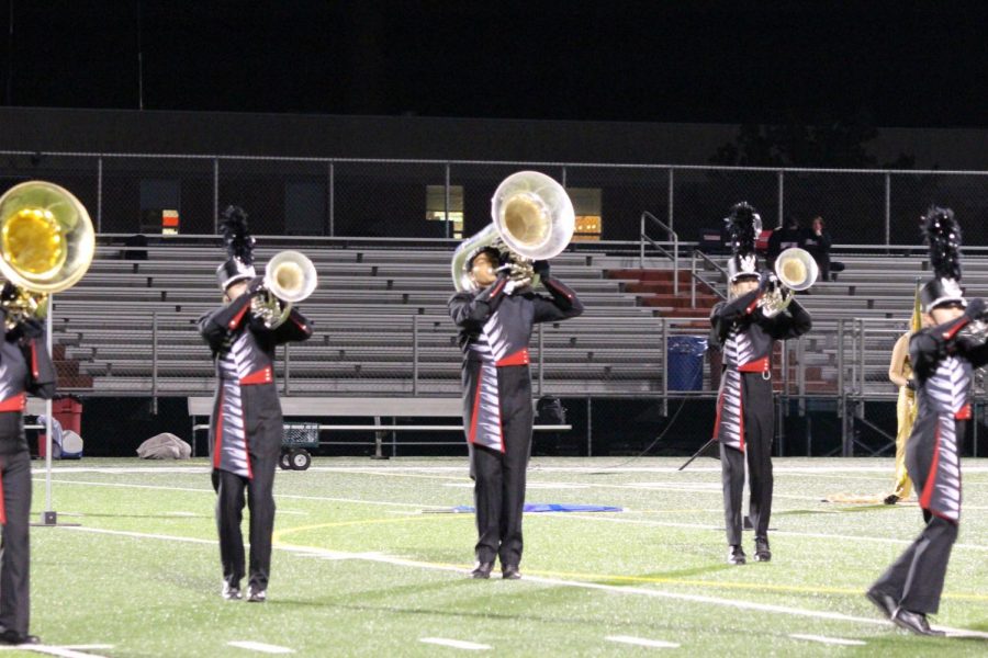 The marching band provides  entertainment during halftime. Photograph by KC ONeill