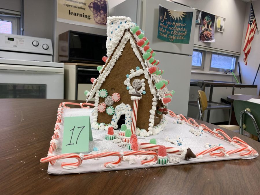 Sophomore Aaron Walters created this house made in Foods class. This gingerbread house did not make it in the top 7 contenders but it did receive votes. 
Photograph by Tricia Rawleigh
