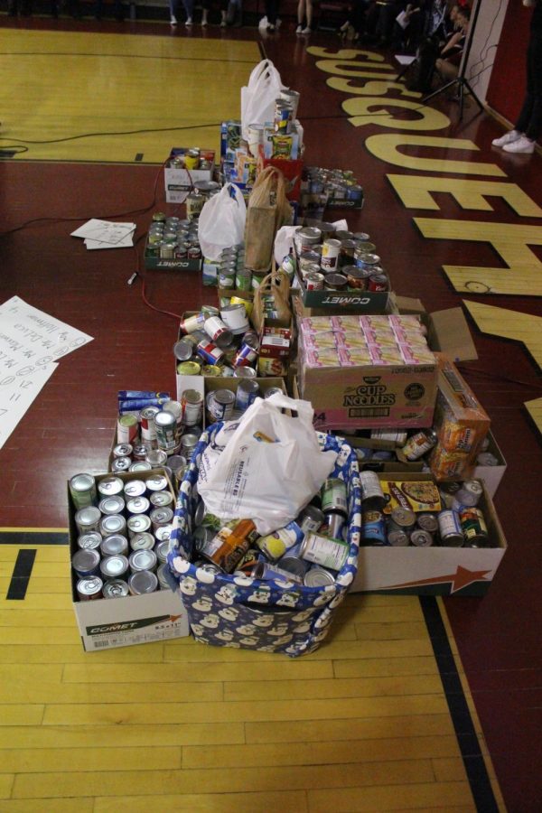All the canned goods pictured were raised in support of the Snow King candidates and will be donated, along with monetary donations, to the SYC food pantry. Photograph by Jacob Stroh