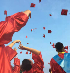 Seniors celebrate that they finally made it to the end of this chapter in their lives.  
Photo by Mark Rill