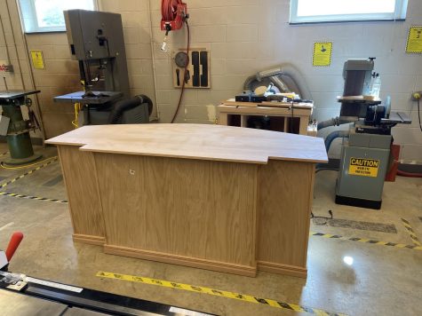 This is the front of the finished desk. Photograph by Shane Waters