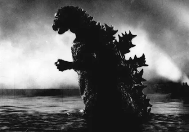 Screenshot by Grady Gutridge from Gojira Godzilla walking in the water.