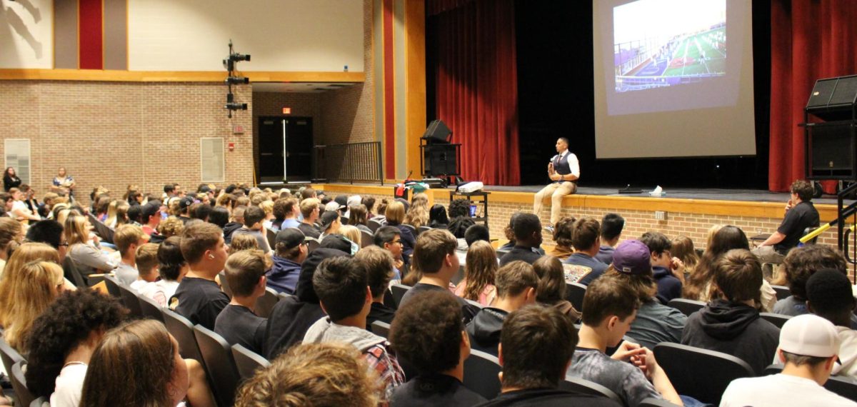 Gian Paul Gonzalez spoke to the students of Susquehannock High School on Wednesday, September 6. Gonzalez is a motivational speaker from New Jersey who shared his “All In” message. Photograph by Sophie Sedgley