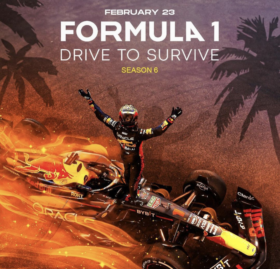 Red Bull driver Max Verstappen stands victorious on the poster for Netflixs Drive to Survive season 6. Photograph via @drivetosurvivenetflix on Instagram