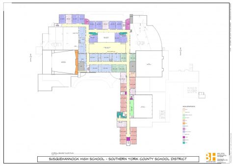 The floor plan for the first floor of the school