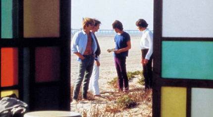 The Doors stand outside of an open door in Venice Beach, California in 1966. Photograph Courtesy of @The Lizard King by Bobby Klein via Facebook