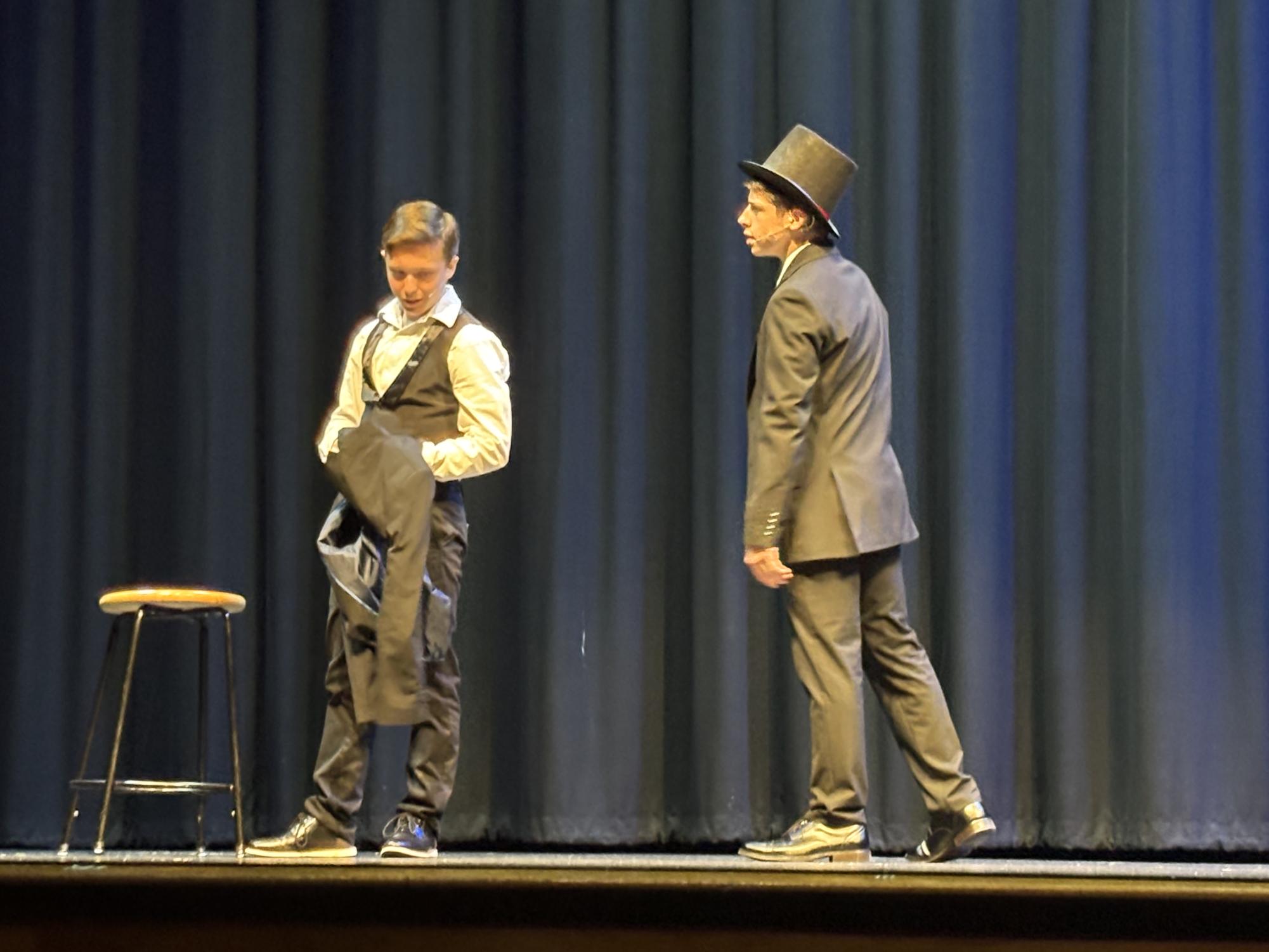 Freshman Jacob Rhoades and sophomore Joseph Brady put on a performance of “The Other Side” from “The Greatest Showman.”
Photograph by Josie Witsik