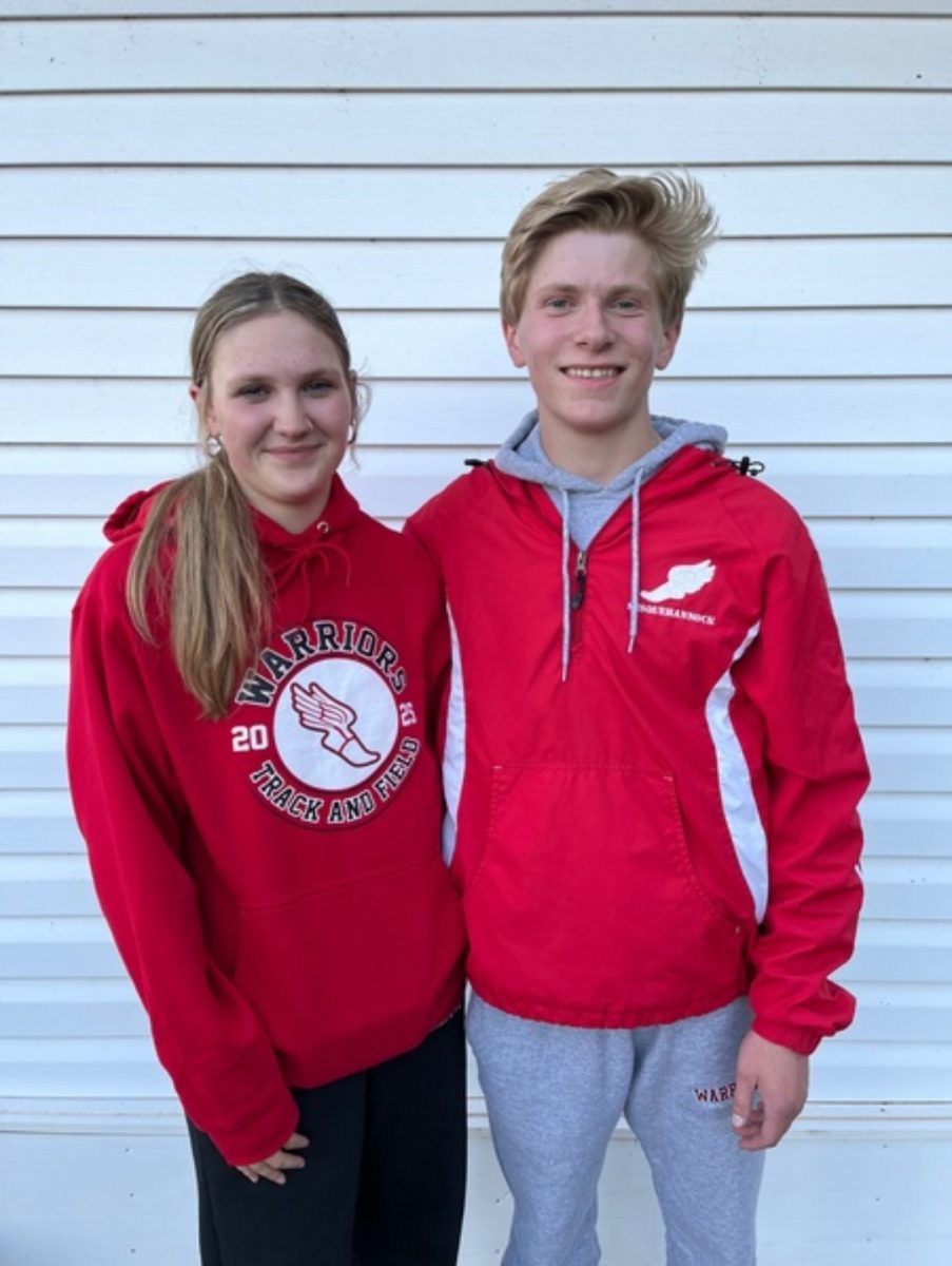 Juniors Maddie Marks and Patrick O'Brien after setting the new school record! Courtesy of Maddie Marks 