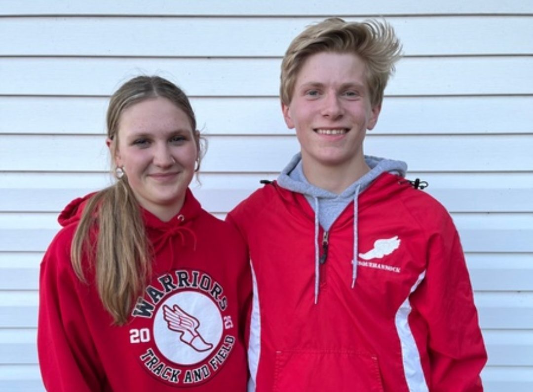 Juniors Maddie Marks and Patrick O'Brien after setting the new school record! Courtesy of Maddie Marks 