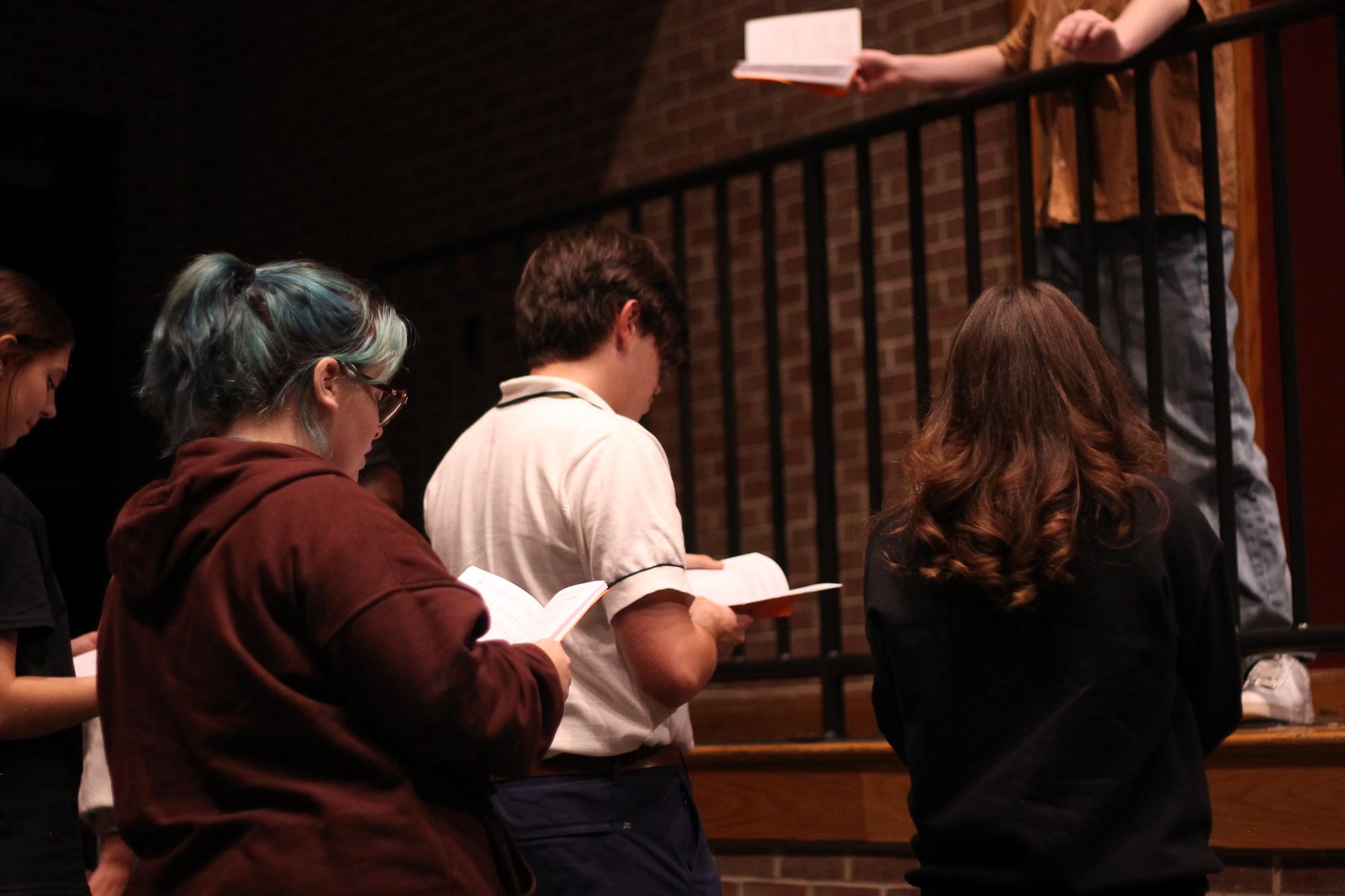 students rehears the script for Our Town 
Photograph by Joy Manning 