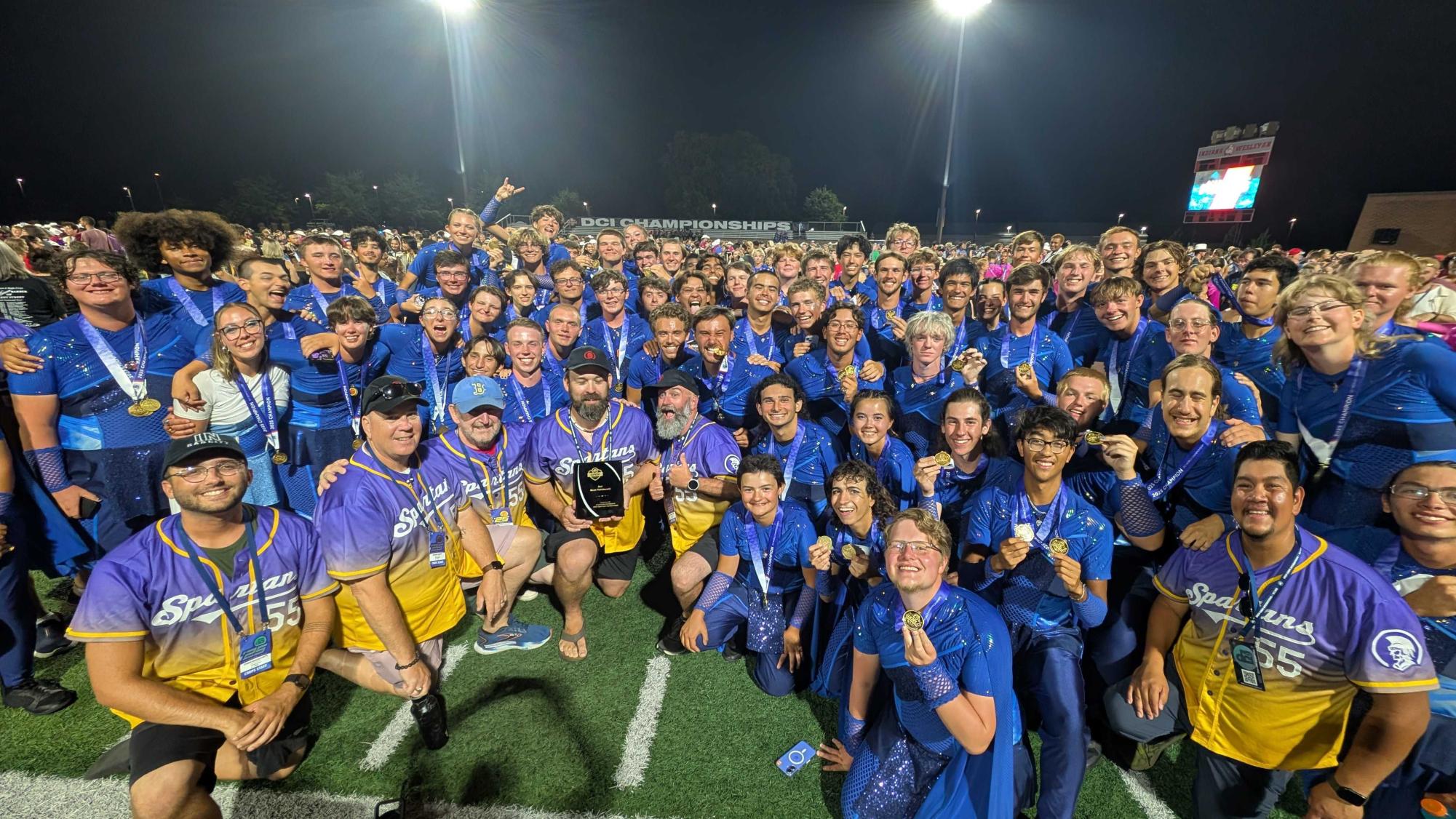 The Brass Section of the Spartans after winning Open Class Championships at Marion Stadium in Marion, Virginia. Photograph Courtesy of Kemper Frederick