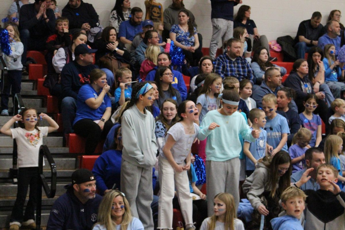Fans for Shrewsbury Elementary show their excitement during this year’s Battle of the Buildings. 
Shrewsbury Elementary School’s team won the Spirit Award this year. That is given annually to the team that has the most spirited cheering section.
