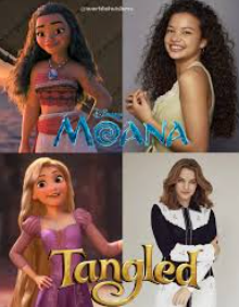 The title role of Moana, Catherine Lagaʻaia compared to the animated Moana and star lead Teagan Croft who is playing Rapunzel compared with the animated Rapunzel.
Photograph Courtesy of woroldofwishess via Instagram
