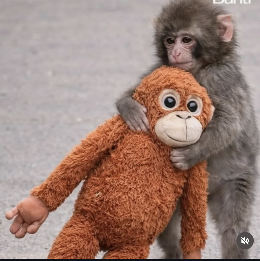 punch walking around with his stuffed orangutang, treating it like family  

photo from @punchthemonkeyofficial