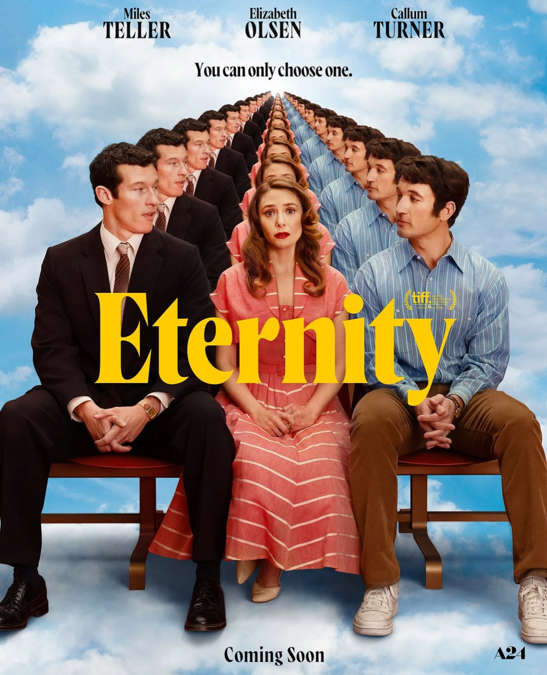 A preview poster created for the movie which shows our main character Joan surrounded by both love interests. Image Courtesy of @eternitymov via Instagram