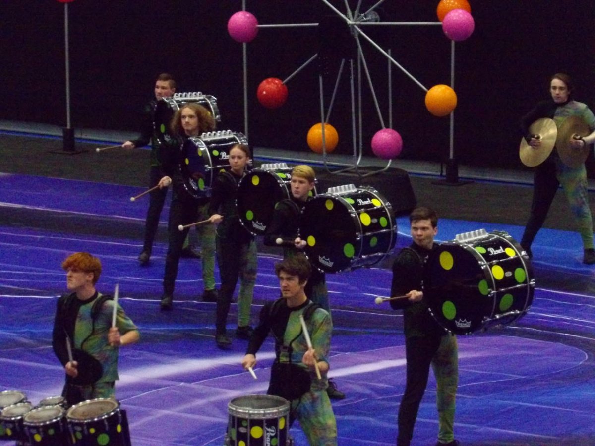 The Indoor Drumline performs their show in front of judges at the Keystone Indoor Drill Association Championships. 