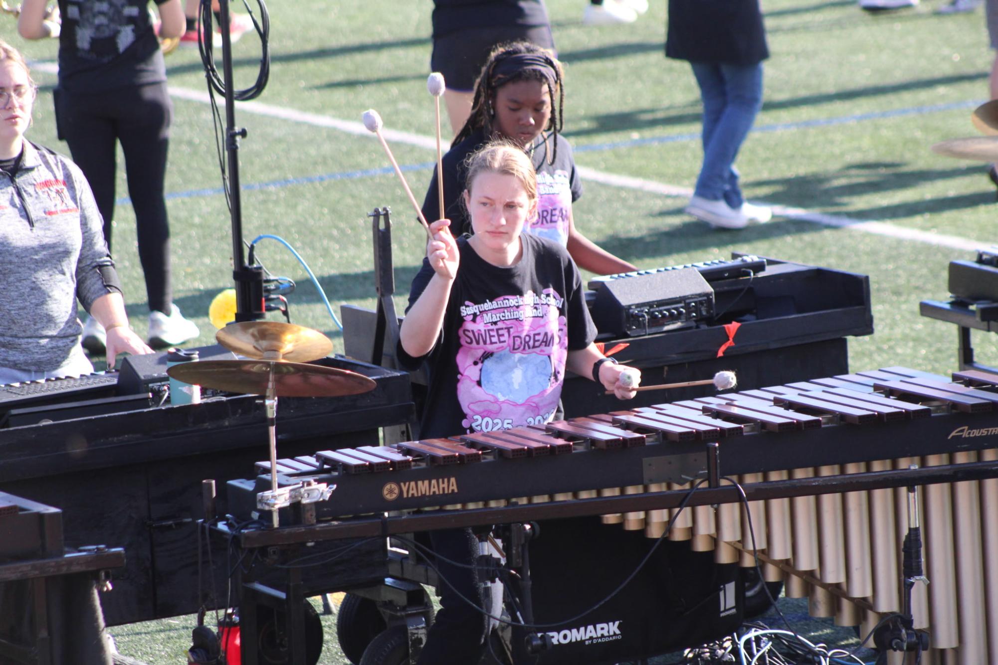 Senior Lori Tanner plays the marimba during a morning rehearsal on Nov. 1 in preparation for the New Oxford Championship Competition. Photograph Courtesy of Chalet Harris