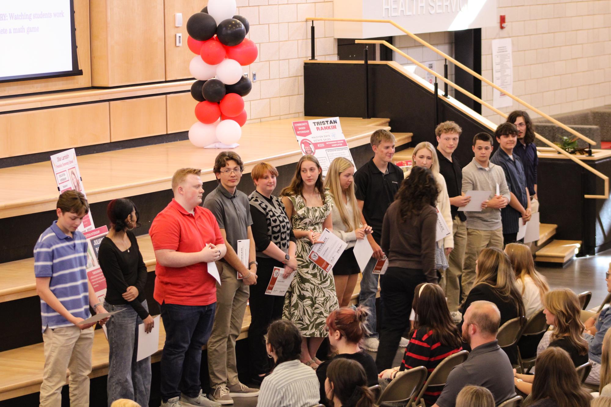 These are some of the students who were called up to receive their certificates for completing their internships. Students had to fulfill a certain number of hours to complete their internship fully. Photograph by Wade Bowers