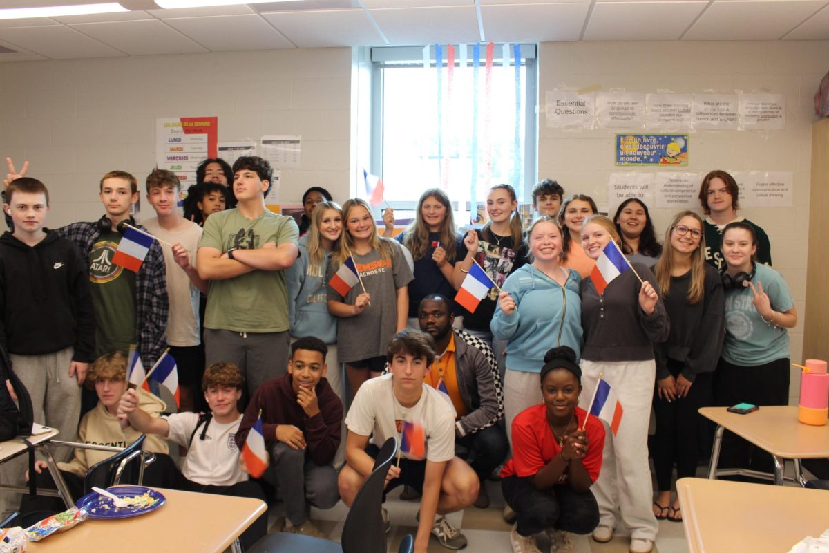 Students celebrate with a party for Emmanuel Nguifeu-Kamla to wish him fairwell his last days of working at Susquehannock